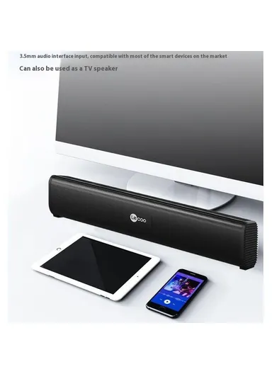 USB Soundbar Speaker with Enhanced Bass &amp; 3.5mm Jack LECOO DS107 