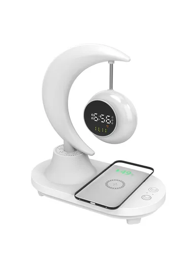 Bluetooth-compatible Speaker Bedside Lamp Colorful Ambient Light Phone Wireless Charger Alarm Clock