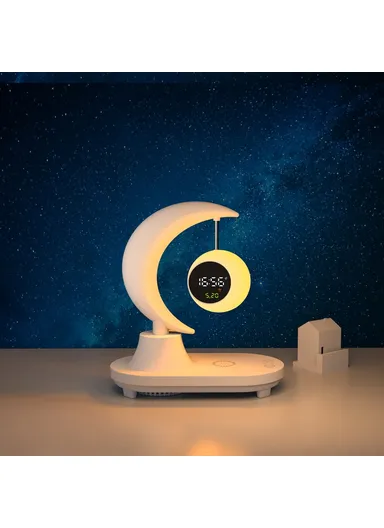 Bluetooth-compatible Speaker Bedside Lamp Colorful Ambient Light Phone Wireless Charger Alarm Clock