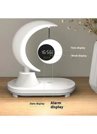 Bluetooth-compatible Speaker Bedside Lamp Colorful Ambient Light Phone Wireless Charger Alarm Clock
