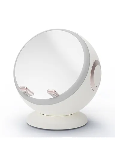 1800mAh Makeup Mirror AI Bluetooth-compatible Speaker with Alarm Clock Lights Wireless Charger Support TF Card S8 - White
