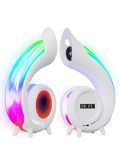 1200mAh Retro Conch Bluetooth-compatible Speaker Abyss Lamp Multi-Function Alarm Clock Makeup Mirror with RGB Light G69