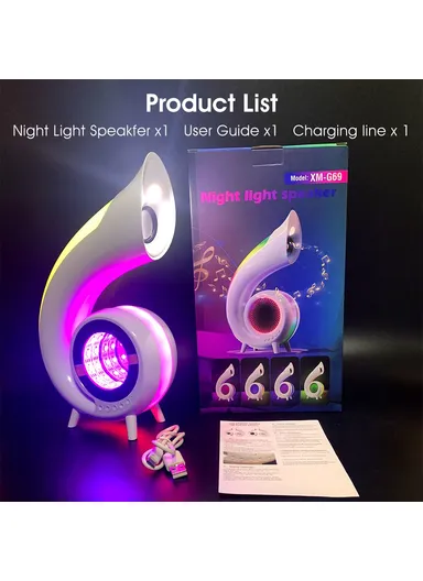 1200mAh Retro Conch Bluetooth-compatible Speaker Abyss Lamp Multi-Function Alarm Clock Makeup Mirror with RGB Light G69