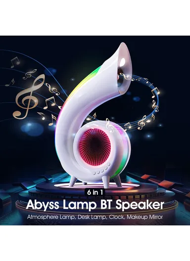 1200mAh Retro Conch Bluetooth-compatible Speaker Abyss Lamp Multi-Function Alarm Clock Makeup Mirror with RGB Light G69