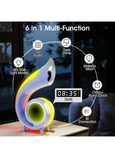 1200mAh Retro Conch Bluetooth-compatible Speaker Abyss Lamp Multi-Function Alarm Clock Makeup Mirror with RGB Light G69