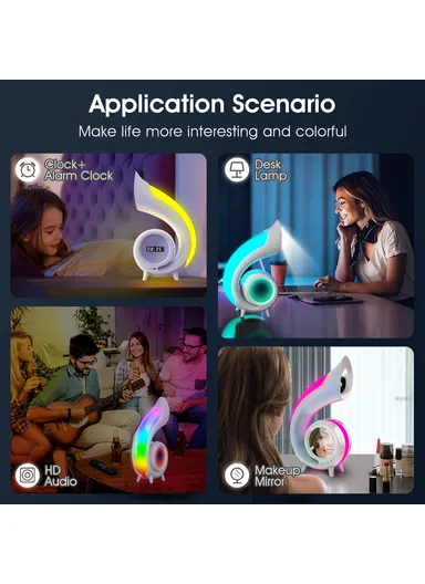 1200mAh Retro Conch Bluetooth-compatible Speaker Abyss Lamp Multi-Function Alarm Clock Makeup Mirror with RGB Light G69