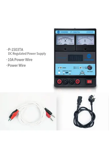 3A DC Regulated Power Supply Laboratory Test DC Power Supply Voltage Regulator Mobile Phone Repair Tool P-1503TA (L22.5 x W14.2 x H20.2)cm - EU Plug
