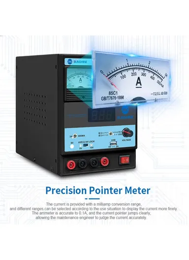 3A DC Regulated Power Supply Laboratory Test DC Power Supply Voltage Regulator Mobile Phone Repair Tool P-1503TA (L22.5 x W14.2 x H20.2)cm - EU Plug