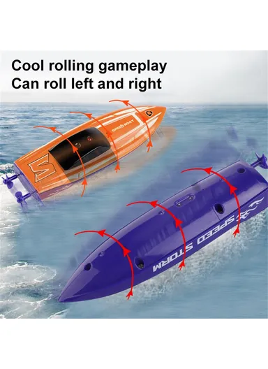 Mini Remote Control Boat RC Boat 2.4Ghz 360 Rotating USB Rechargeable Speedboat Model Toy - Orange