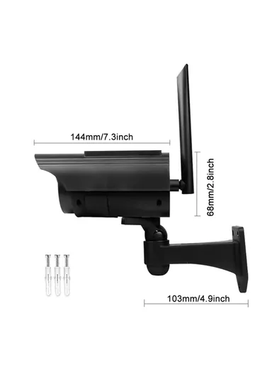 500mAh Solar Powered Dummy Security Camera, Waterproof Motion Sensor Night Activation Rotation Fake CCTV Camera