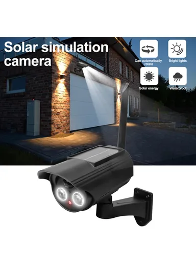 500mAh Solar Powered Dummy Security Camera, Waterproof Motion Sensor Night Activation Rotation Fake CCTV Camera