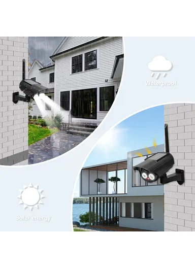 500mAh Solar Powered Dummy Security Camera, Waterproof Motion Sensor Night Activation Rotation Fake CCTV Camera