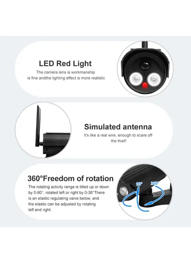 500mAh Solar Powered Dummy Security Camera, Waterproof Motion Sensor Night Activation Rotation Fake CCTV Camera