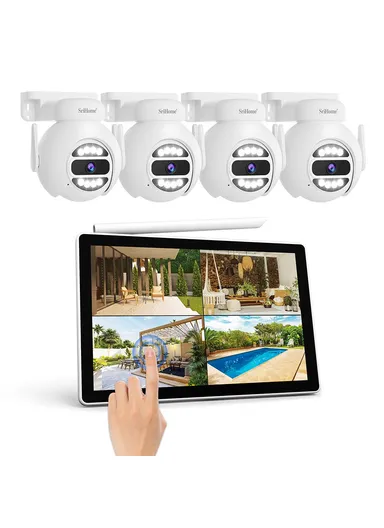 10.1 Inch LCD Screen 8CH WiFi NVR 5MP HD CCTV Camera Kit, Multi-Use Indoor &amp; Outdoor Waterproof Surveillance Security Camera NVS010+IPC047 - EU Plug