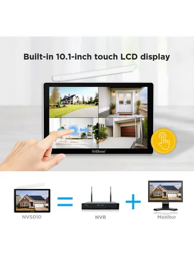 10.1 Inch LCD Screen 8CH WiFi NVR 5MP HD CCTV Camera Kit, Multi-Use Indoor &amp; Outdoor Waterproof Surveillance Security Camera NVS010+IPC047 - EU Plug