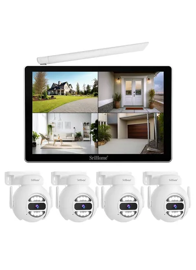 1 to 4 Wireless Touch Screen 5MP HD Surveillance Camera NVR Video Recorder EU Plug NVS010