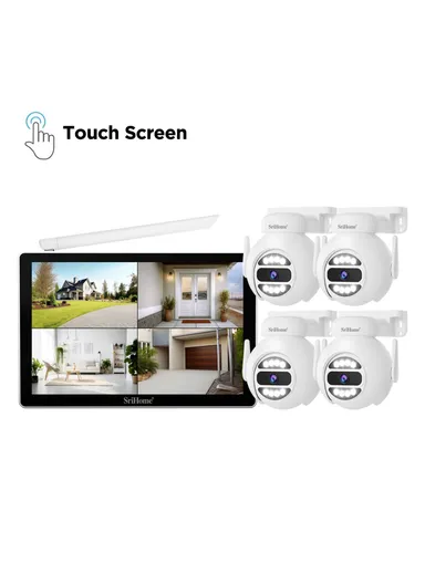 1 to 4 Wireless Touch Screen 5MP HD Surveillance Camera NVR Video Recorder EU Plug NVS010