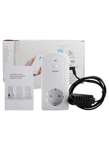 WiFi Controller Temperature Humidity Sensor Smart Remote Control Timing Switch Socket - EU Plug