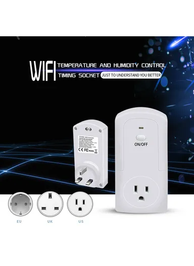 WiFi Controller Temperature Humidity Sensor Smart Remote Control Timing Switch Socket - EU Plug