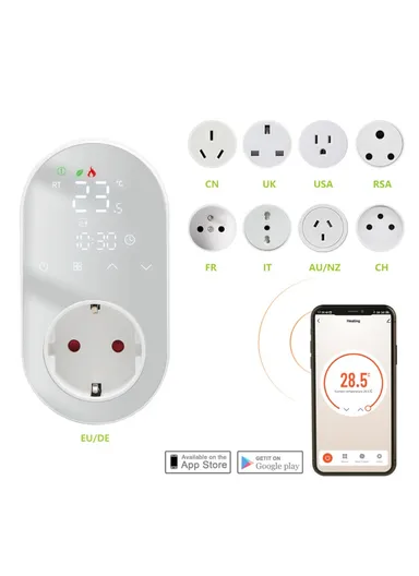 Smart WiFi Plug In Thermostat Temperature Controller Socket BHT12-EW-WIFI - White / EU Plug