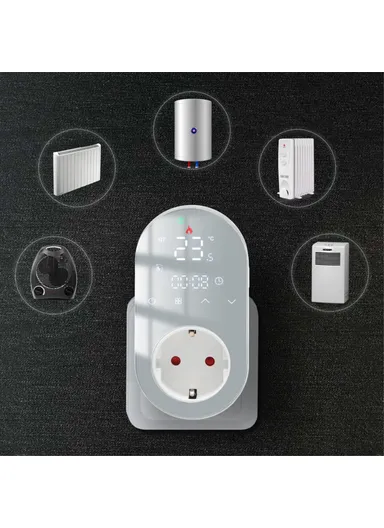 Smart WiFi Plug In Thermostat Temperature Controller Socket BHT12-EW-WIFI - White / EU Plug