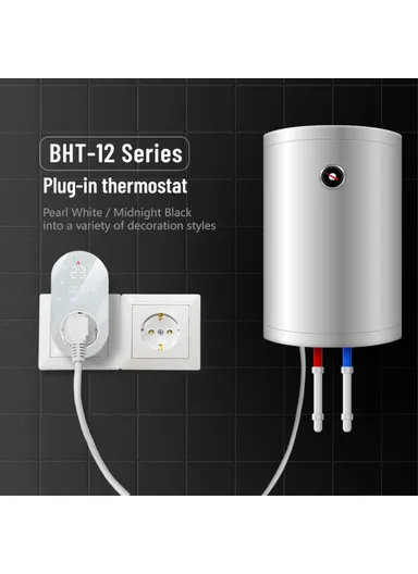Smart WiFi Plug In Thermostat Temperature Controller Socket BHT12-EW-WIFI - White / EU Plug