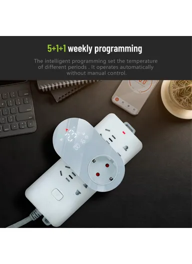 Smart WiFi Plug In Thermostat Temperature Controller Socket BHT12-EW-WIFI - White / EU Plug