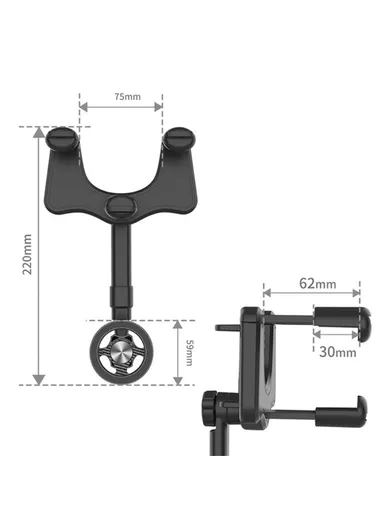 Adjustable Angle Car Rearview Mirror Mount Magnetic Phone Holder Bracket 23-H06