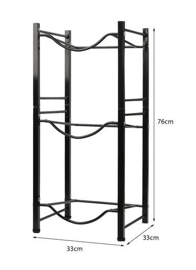3-Tier 19L Water Bottle Storage Rack, Heavy-Duty Iron Water Gallon Holder Space-Saving Organization (W33 x D33 x H76)cm AD-2-1 - Black