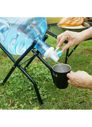 Portable Water Bottle Holder Stand with Dispenser Tap (L30 × W19.5 × H39)cm - Black