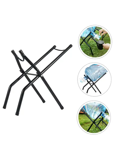 Portable Water Bottle Holder Stand with Dispenser Tap (L30 × W19.5 × H39)cm - Black