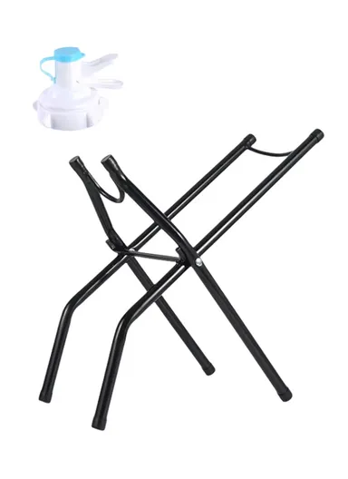 Portable Water Bottle Holder Stand with Dispenser Tap (L30 × W19.5 × H39)cm - Black