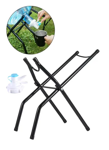 Portable Water Bottle Holder Stand with Dispenser Tap (L30 × W19.5 × H39)cm - Black