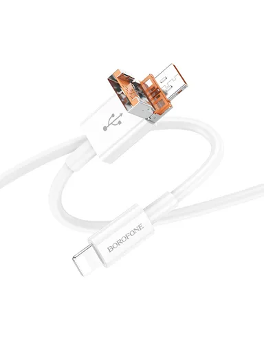 Borofone Cable BX102 Winner - USB + Type C to Lightning - PD 60W 1m - White