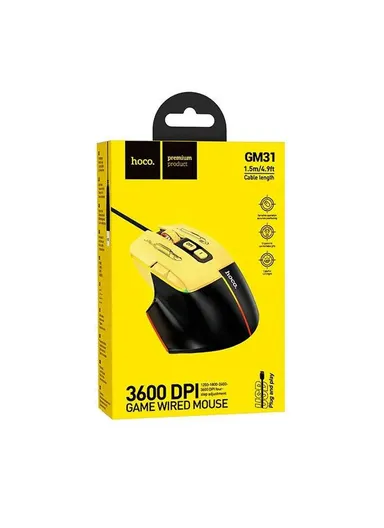 GM31 Overlord Luminous Gaming Wired Mouse - Yellow