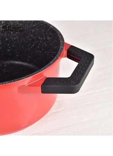 5 Pcs 24/28cm Nonstick Toughened Casserole Multi-Cookware Set With 24cm Frypan &amp; 2 Glass Lids CA002-S01 - Black &amp; Red