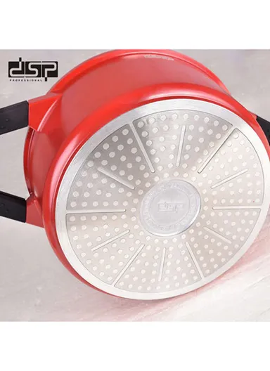 5 Pcs 24/28cm Nonstick Toughened Casserole Multi-Cookware Set With 24cm Frypan &amp; 2 Glass Lids CA002-S01 - Black &amp; Red