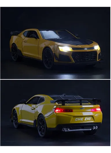 Chevrolet Camaro 1:24 Scale Car Model Alloy Diecast Pull Back Vehicles Kids Gift Collection - Yellow