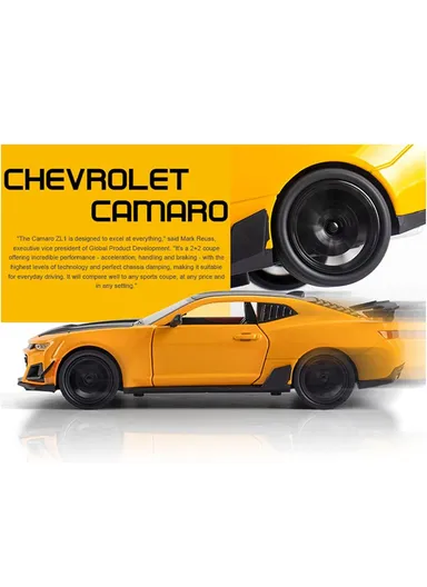 Chevrolet Camaro 1:24 Scale Car Model Alloy Diecast Pull Back Vehicles Kids Gift Collection - Yellow