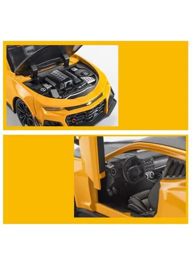Chevrolet Camaro 1:24 Scale Car Model Alloy Diecast Pull Back Vehicles Kids Gift Collection - Yellow