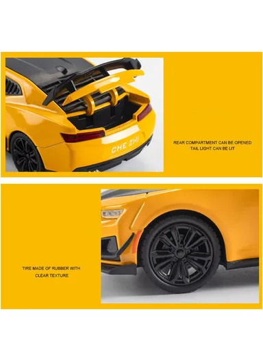 Chevrolet Camaro 1:24 Scale Car Model Alloy Diecast Pull Back Vehicles Kids Gift Collection - Yellow