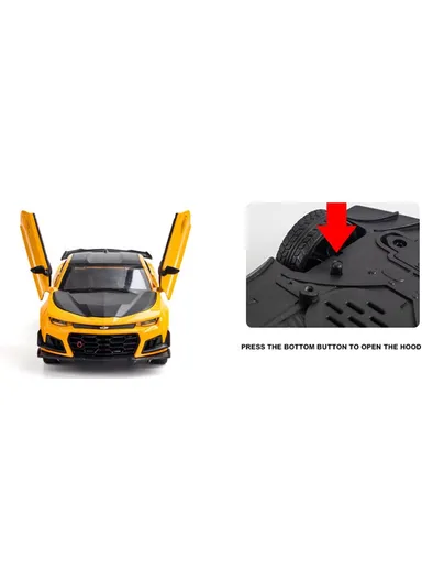 Chevrolet Camaro 1:24 Scale Car Model Alloy Diecast Pull Back Vehicles Kids Gift Collection - Yellow
