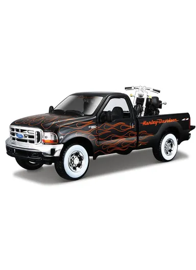 Harley Davidson, 1999 Ford F-350 Super Duty Pick up Schwarz, Maisto 1:27 - Black