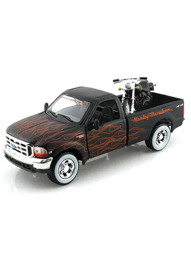 Harley Davidson, 1999 Ford F-350 Super Duty Pick up Schwarz, Maisto 1:27 - Black
