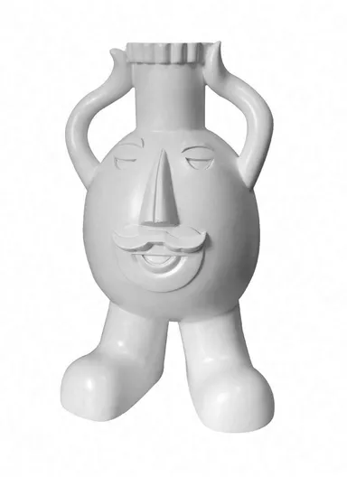 Ceramic Vase, Modern Minimalism Style Clavicle Flower Vessel, For Home Living Room Bedroom Desk Decor BN-243B (W10 x H20)cm - White