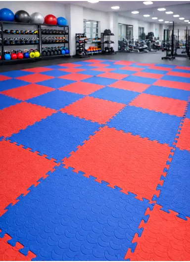10 Pcs Soundproof EVA Foam Interlocking Floor Mats Soft, Non-Toxic, Non-Slip Protective Flooring for Gym Equipment or Workout Pads for Home (L100 x W100 x T2)cm - Blue &amp; Red