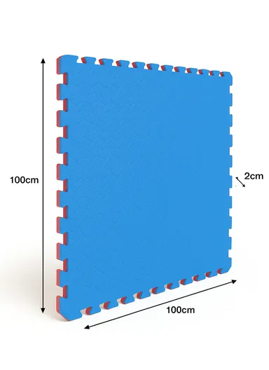 10 Pcs Soundproof EVA Foam Interlocking Floor Mats Soft, Non-Toxic, Non-Slip Protective Flooring for Gym Equipment or Workout Pads for Home (L100 x W100 x T2)cm - Blue &amp; Red