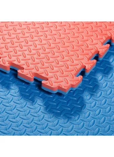10 Pcs Soundproof EVA Foam Interlocking Floor Mats Soft, Non-Toxic, Non-Slip Protective Flooring for Gym Equipment or Workout Pads for Home (L100 x W100 x T2)cm - Blue &amp; Red