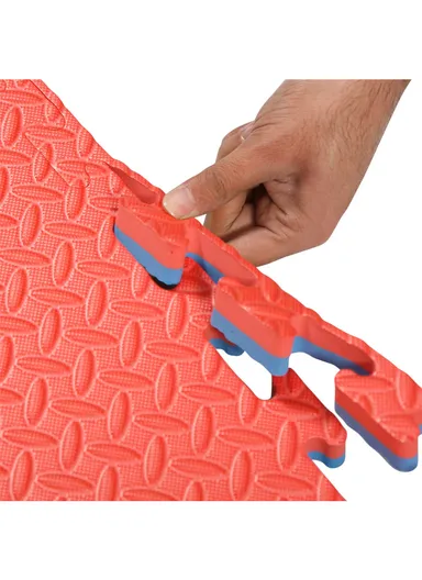 10 Pcs Soundproof EVA Foam Interlocking Floor Mats Soft, Non-Toxic, Non-Slip Protective Flooring for Gym Equipment or Workout Pads for Home (L100 x W100 x T2)cm - Blue &amp; Red