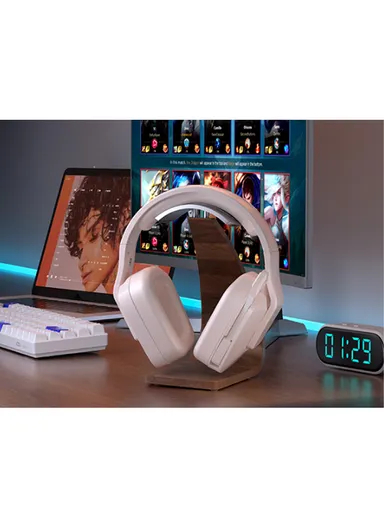 Gaming Headset Wired/BT5.3/2.4G Stereo Surround Sound Gaming Headphones with Noise Cancelling in-line Control &amp; Adjustable Mic for PS4 Xbox One PS5 PC Laptop Mac Whisper - Beige